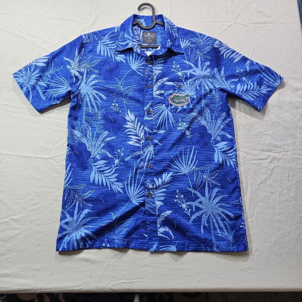 Colosseum Florida Gators Blue Floral Palm Button-Down Shirt Men's Size S